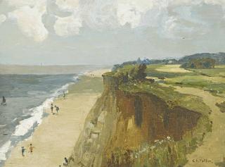 Campbell Archibald Mellon, R.B.A., R.O.I. - The cliff path, Hopton, Norfolk (recto); and The cliffs at Hopton (verso)