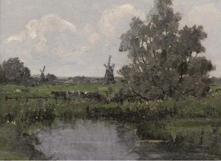 Campbell Archibald Mellon - Windmills in a landscape