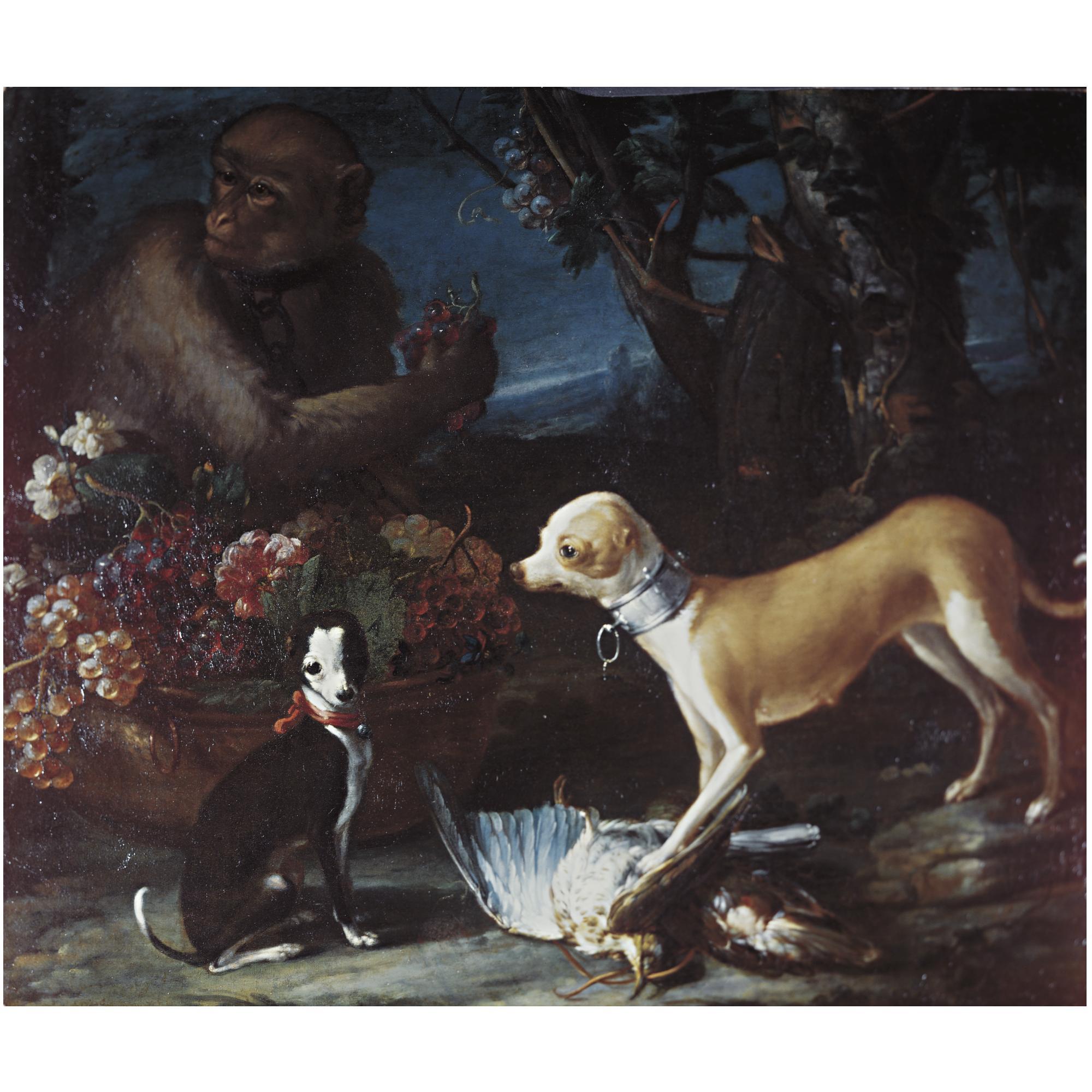 Candido Vitali - Two Hunting Dogs With Dead Game