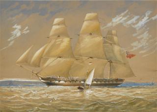 Captain Charles Arthur Lodder - A frigate off the coast