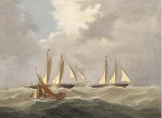 Captain Haughton Forrest - A racing cutter tacking across the mouth of the Dart