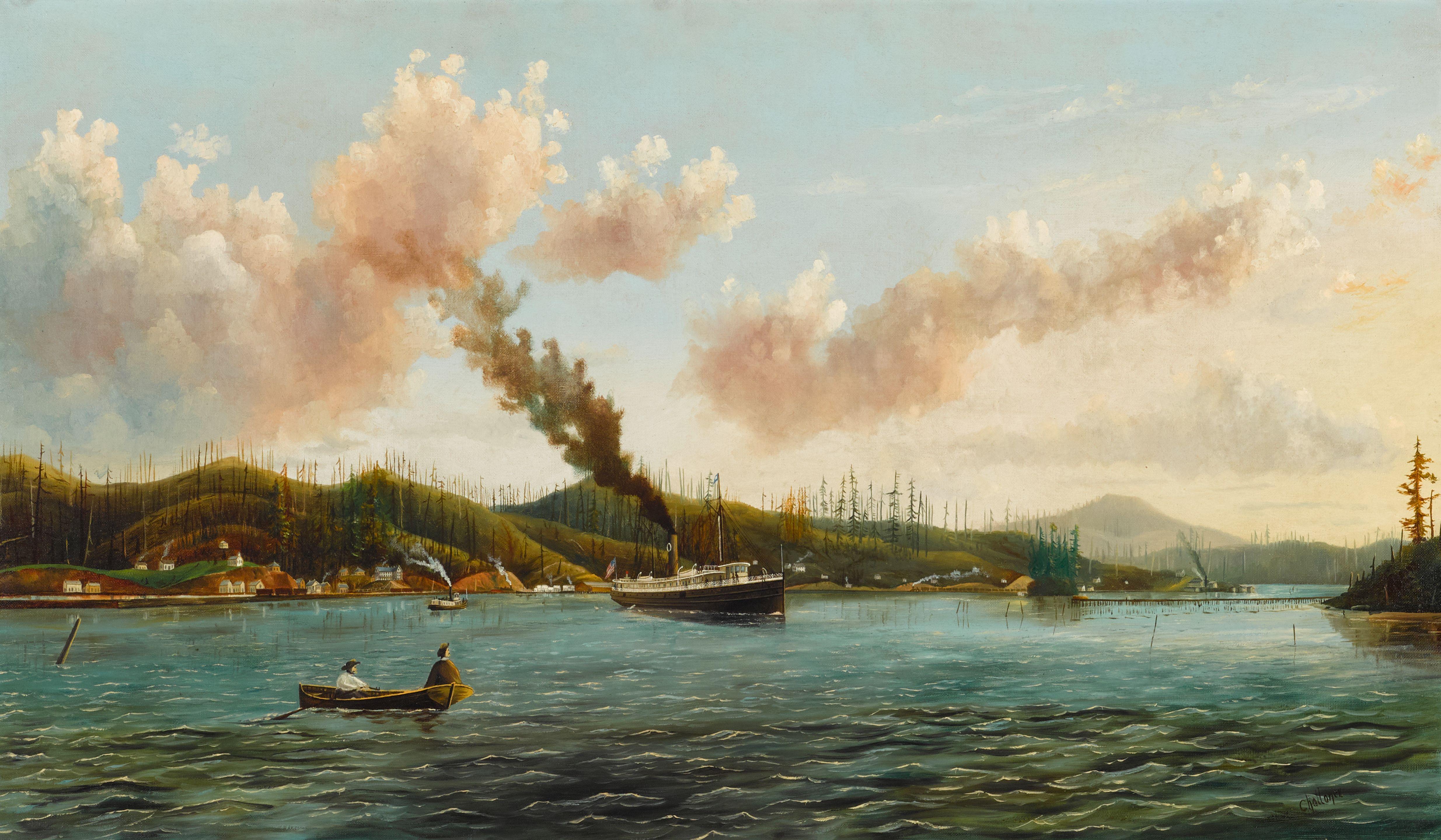 Captain William Lindsay Challoner - View of Yaquina City, Oregon