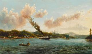 Captain William Lindsay Challoner - View of Yaquina City, Oregon