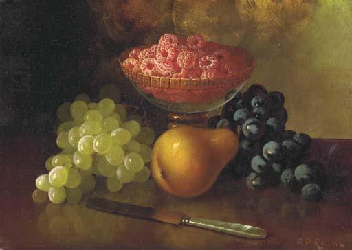 Carducius Plantagenet Ream - Still Life With Raspberries, Grapes And Pear