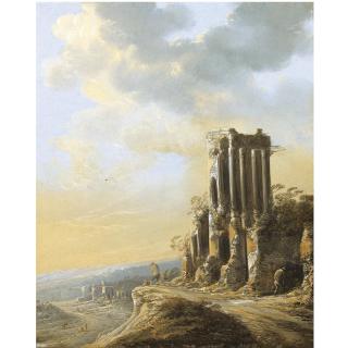 Carel Cornelisz. de Hooch - An Extensive Italianate Landscape With Ruins