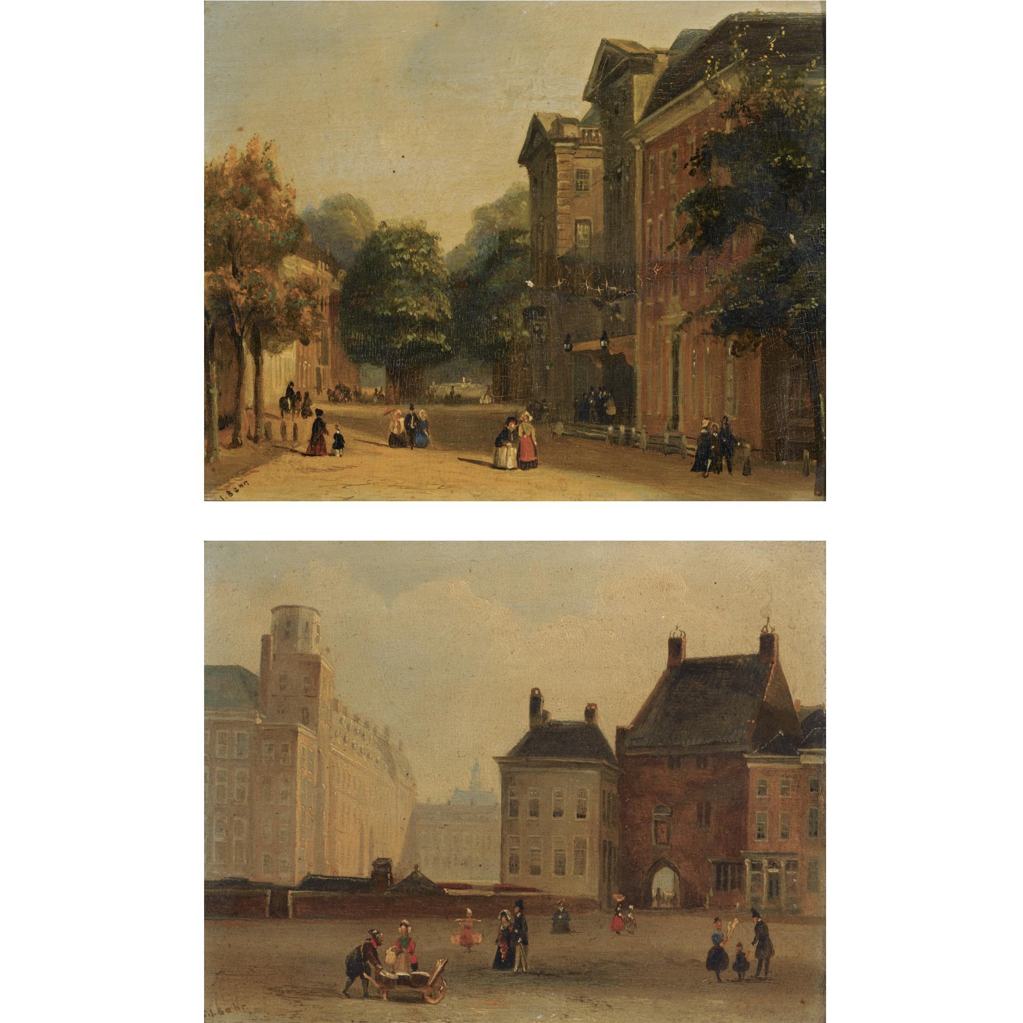 Carel Jacobus Behr - Dutch A View Of The Korte Voorhout Towards The Haagse Comedie, The Hague; A View Of The Buitenhof With The Gevangenpoort, The Hague (A Pair)