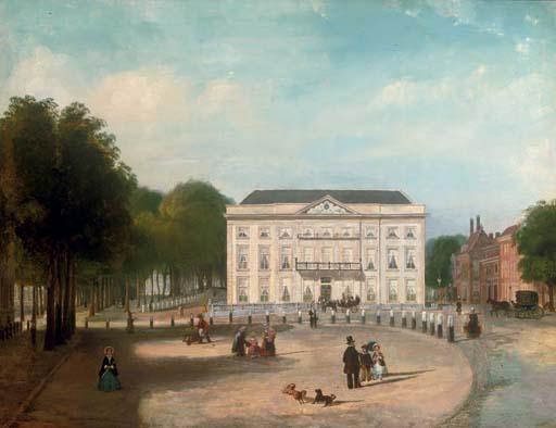 Carel Jacobus Behr - Elegant company in a Dutch town