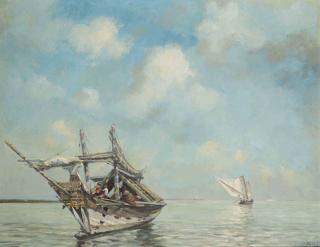 Carel Lodewijk Dake - Junks before the coast