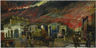 Carel Weight, R.A. - Crossing The Road, West Brompton Station