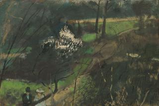 Carel Weight, R.A. - Dans le vieux parc solitaire et glacé, deux spectres ont evoqué le passé