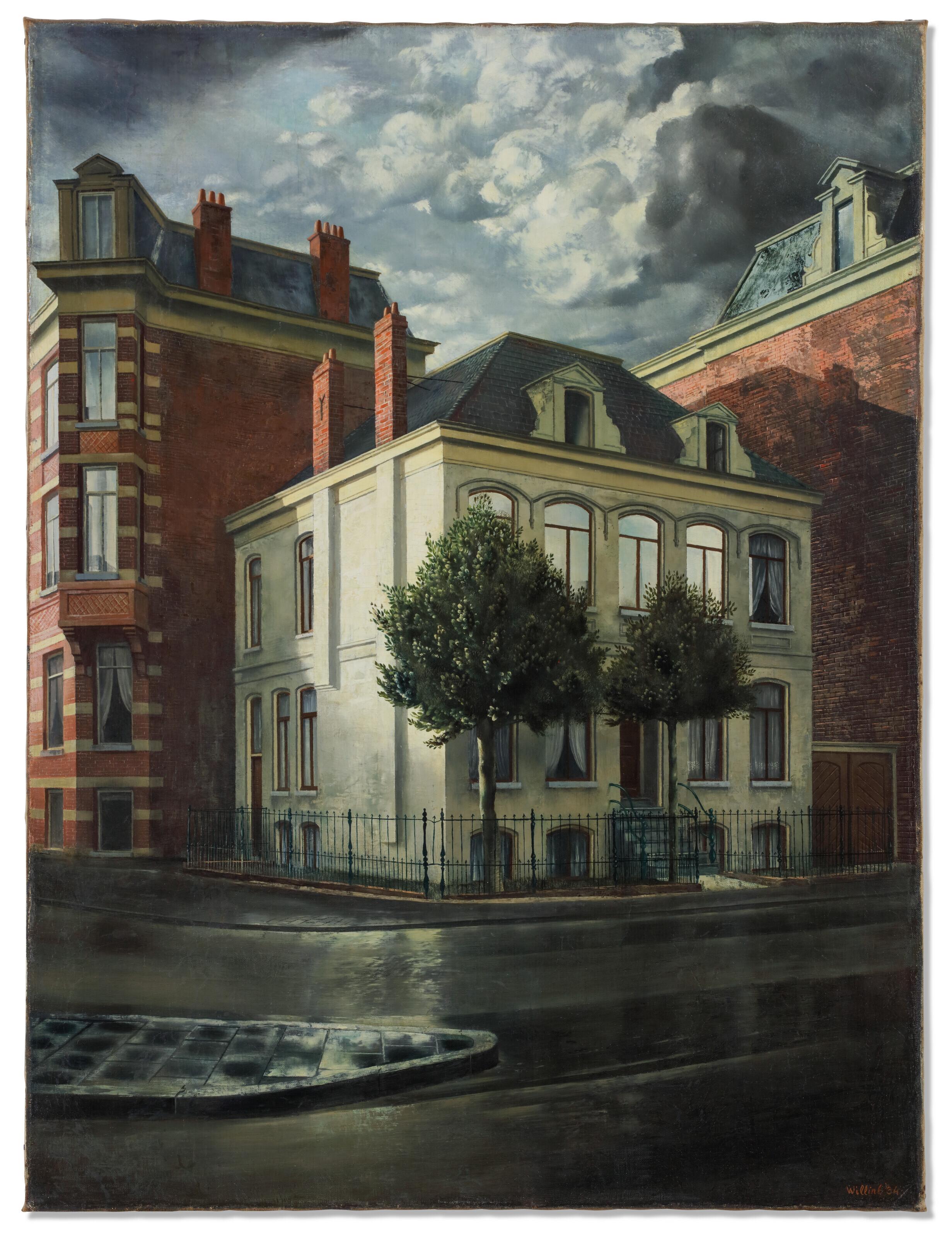 Carel Willink - Huisje met twee hulstboompjes (House with two holly trees)