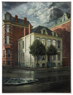 Carel Willink - Huisje met twee hulstboompjes (House with two holly trees)