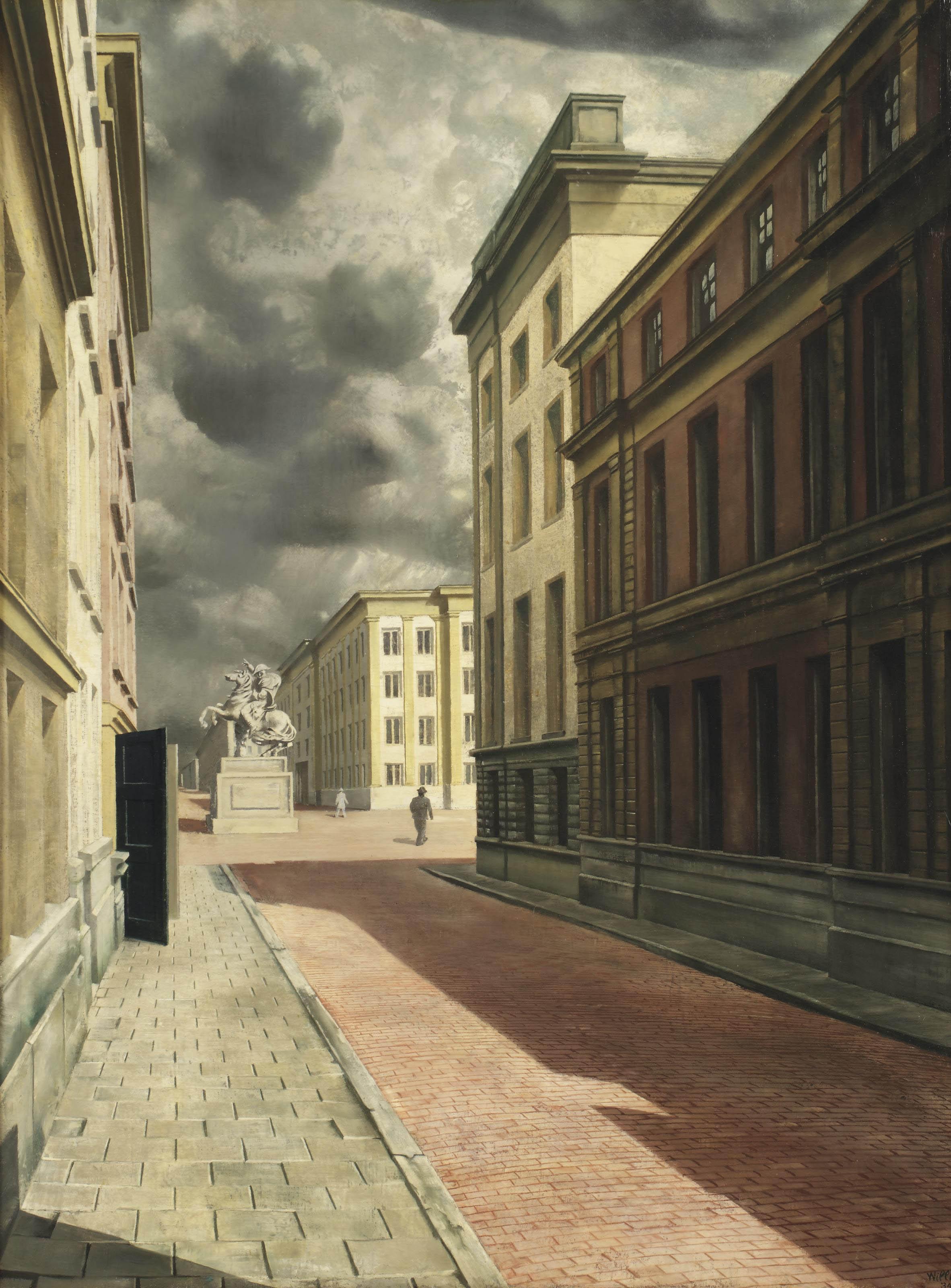 Carel Willink - Straat met standbeeld
