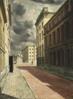 Carel Willink - Straat met standbeeld