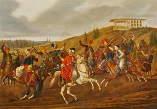 Carl Adolph Heinrich Hess - In den Kampf aufbrechende orientalische Reiter.