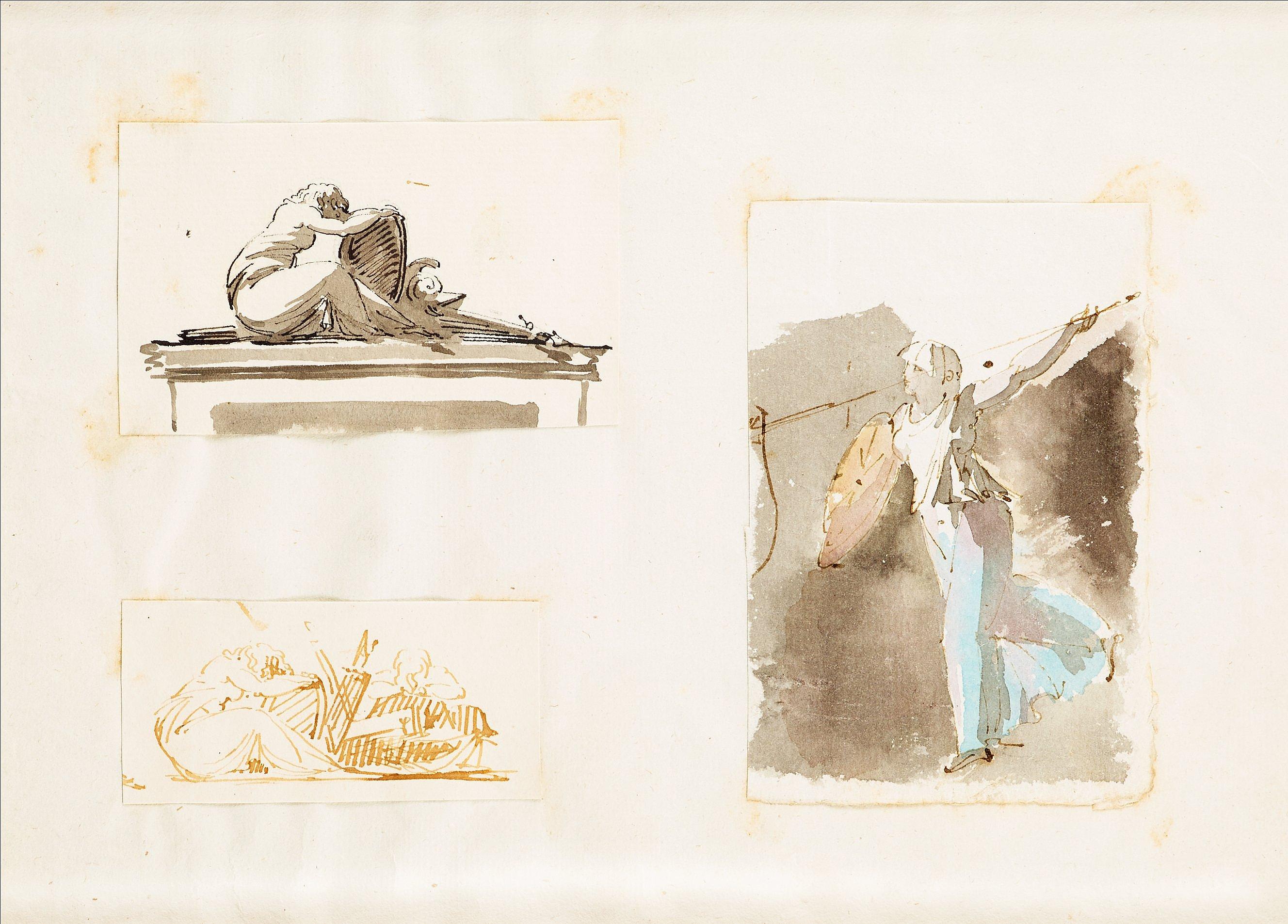 Carl August Ehrensvärd - Amazon at battle, mourning woman and a soldiers grave