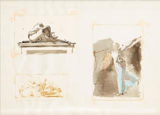 Carl August Ehrensvärd - Amazon at battle, mourning woman and a soldiers grave