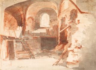 Carl August Ehrensvärd - Det inre av en gård med källarvalv