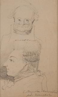 Carl August Ehrensvärd - King Gustav III and a portriat of a man, probably Rutger Macklean (1742-1816), en face