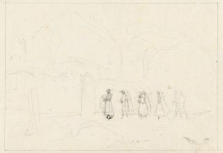 Carl Blechen - Taufgesellschaft am Eingang einer Kirche