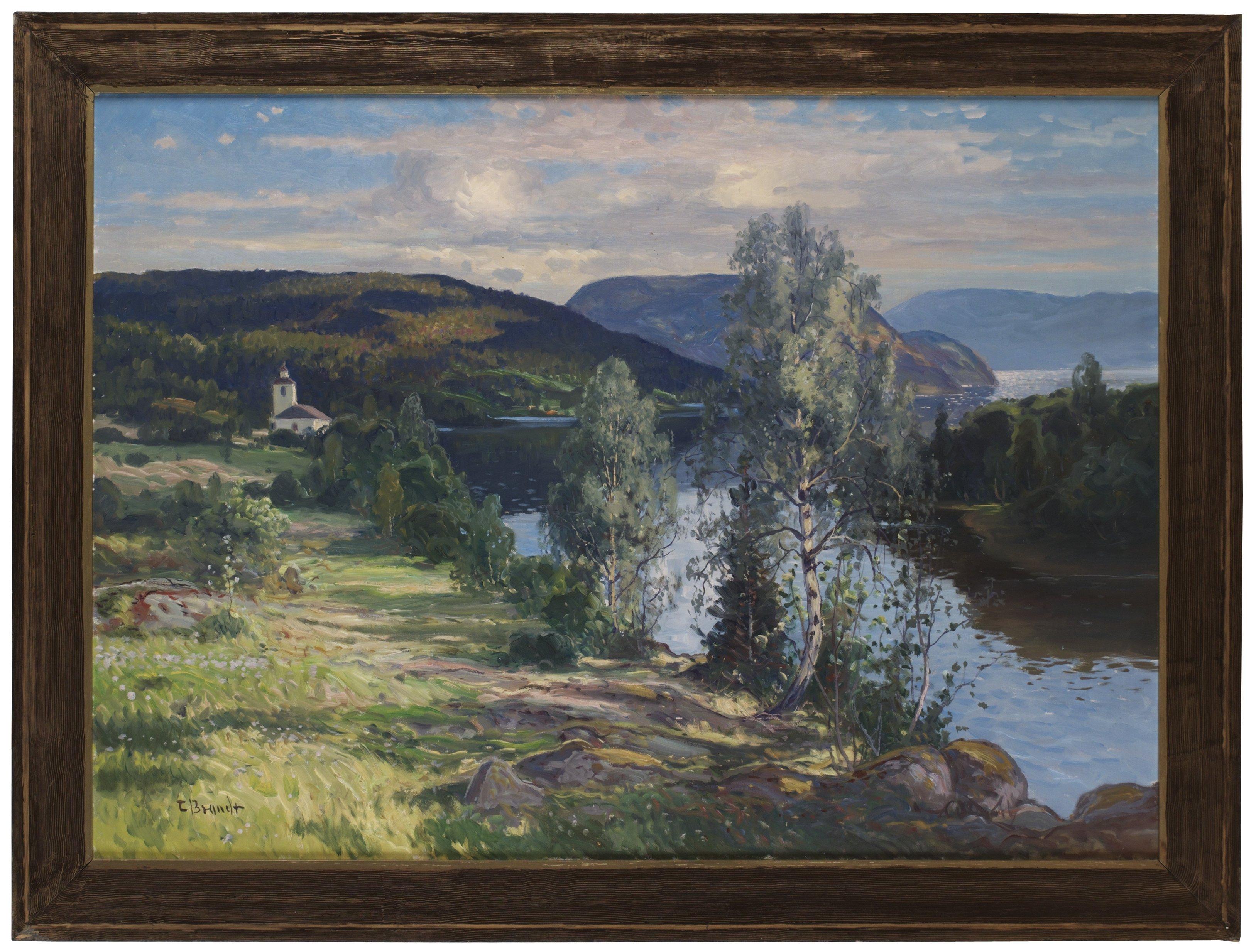 Carl Brandt - Landskap med Nordingrå kyrka