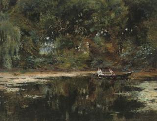 Carl Christian Edvard Otto Carlsen - Rowing on the lily pond