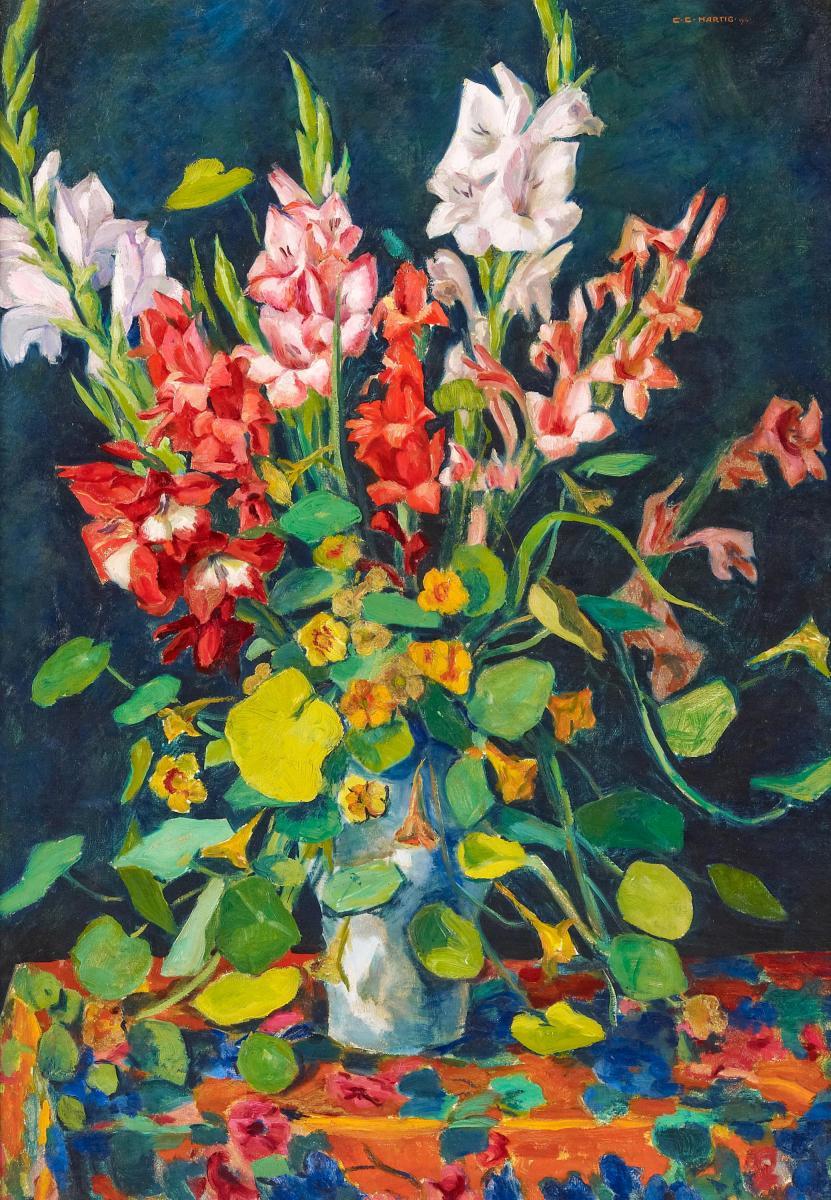 Carl Christoph Hartig - Gladiolen und Kapuzinerkresse