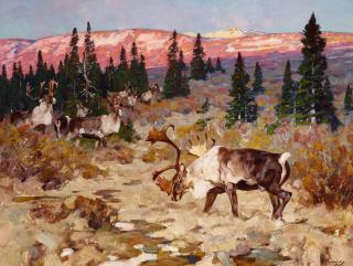 Carl Clemens Moritz Rungius - The Intruder 30 1/4 x 40 in. framed 35 x 45 in.