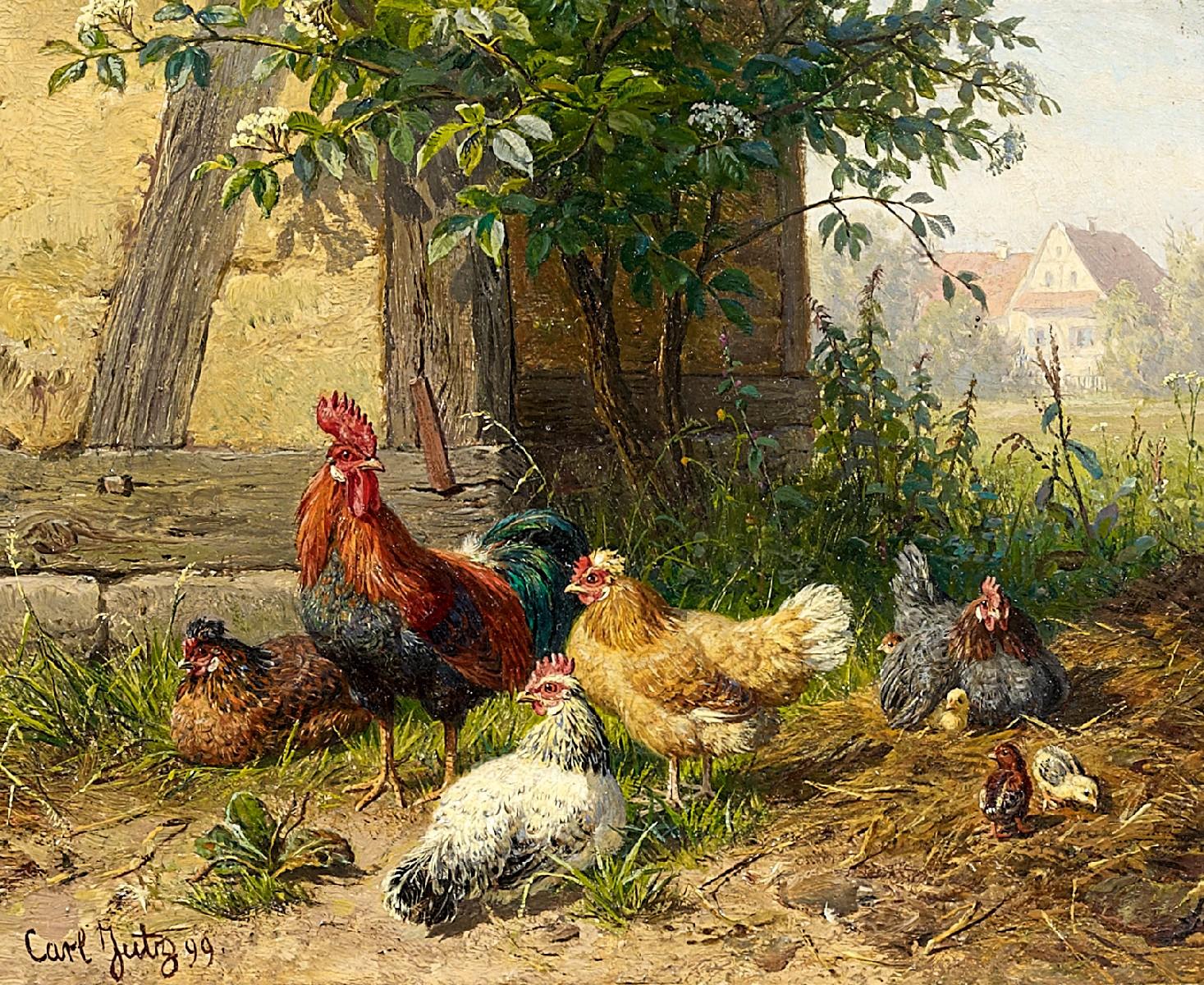 Carl d.Ä. Jutz - Hühner