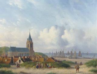 Carl Eduard Ahrendts - A view of Scheveningen with the beach