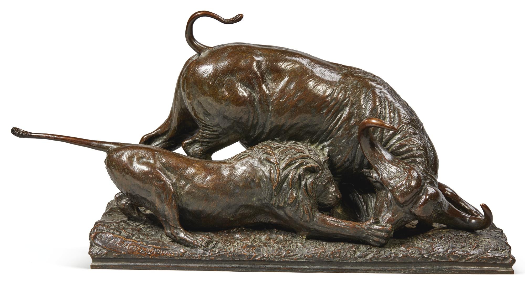 Carl Ethan Akeley - Lion Attacking A Buffalo