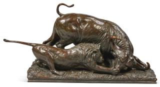 Carl Ethan Akeley - Lion Attacking A Buffalo