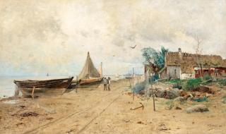 Carl Flodman - Fishing village, Kivik