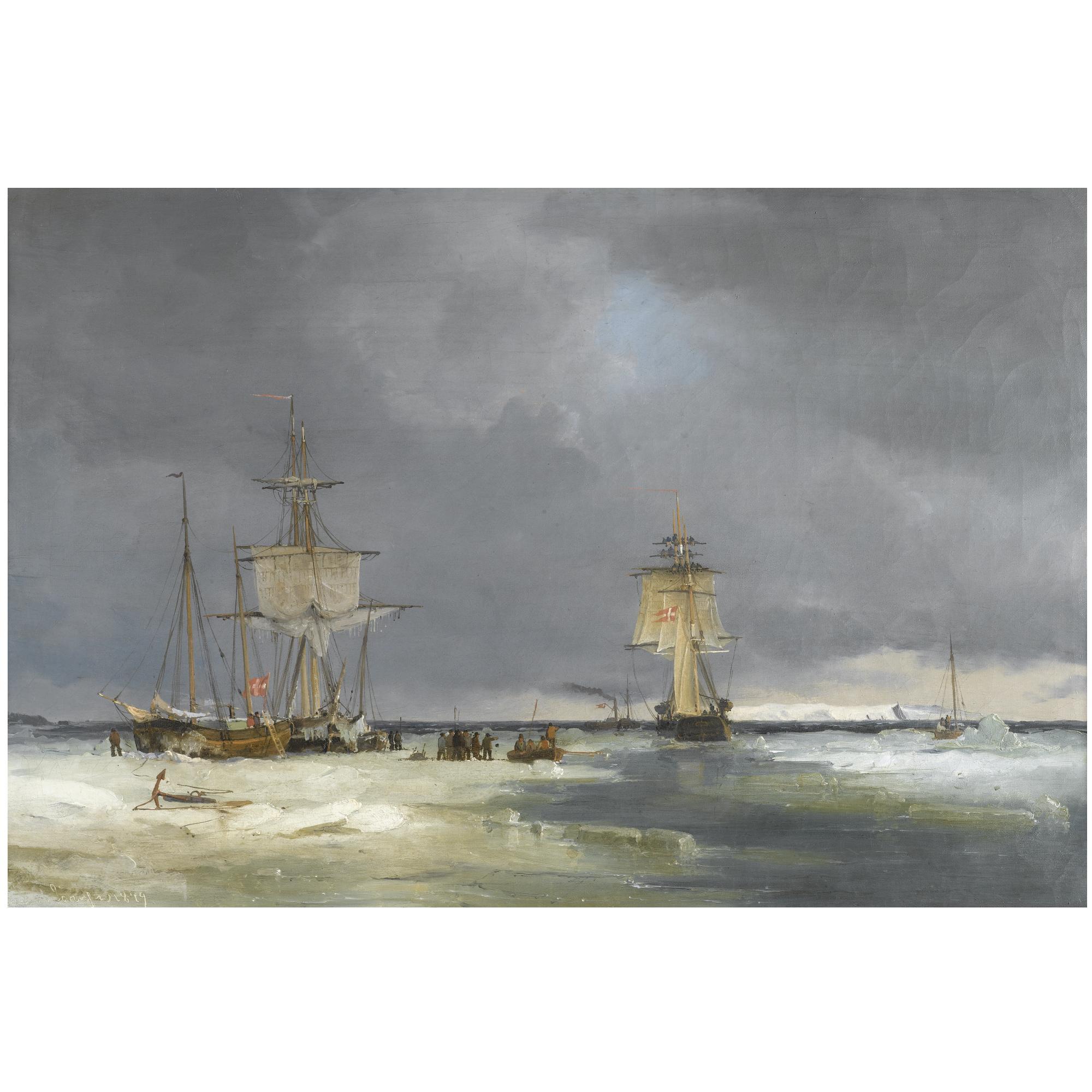 Carl Frederick Sørensen - The Corvette Valkyrien Being Tugged By The Steamer Hertha Out Of Copenhagen, Before A Voyage To The East Indies