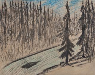 Carl Fredrik Hill - The tomb of the artist floating on the river