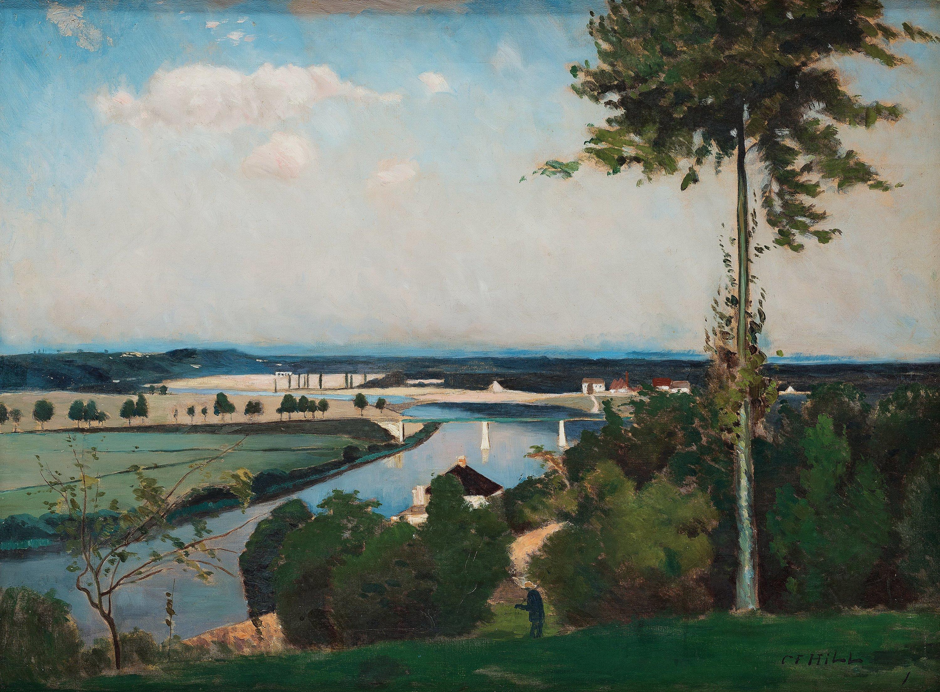 Carl Fredrik Hill - Trädet och flodkröken (The tree and the river bend, landscape from Bois-le-Roi/Brolles, France)