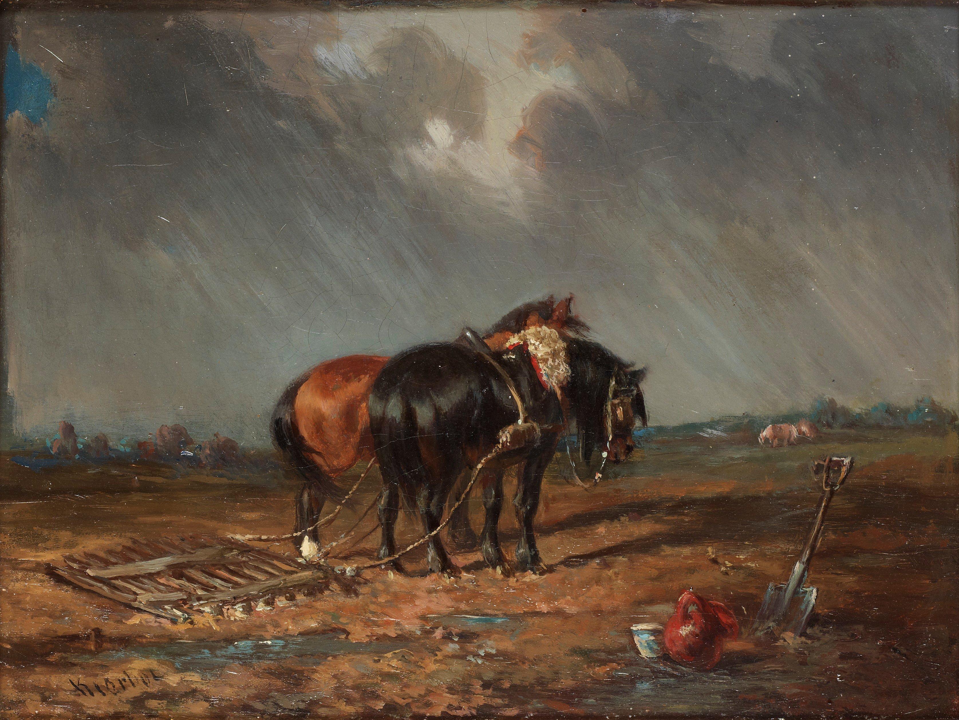 Carl Fredrik Kiörboe - Horses on the field