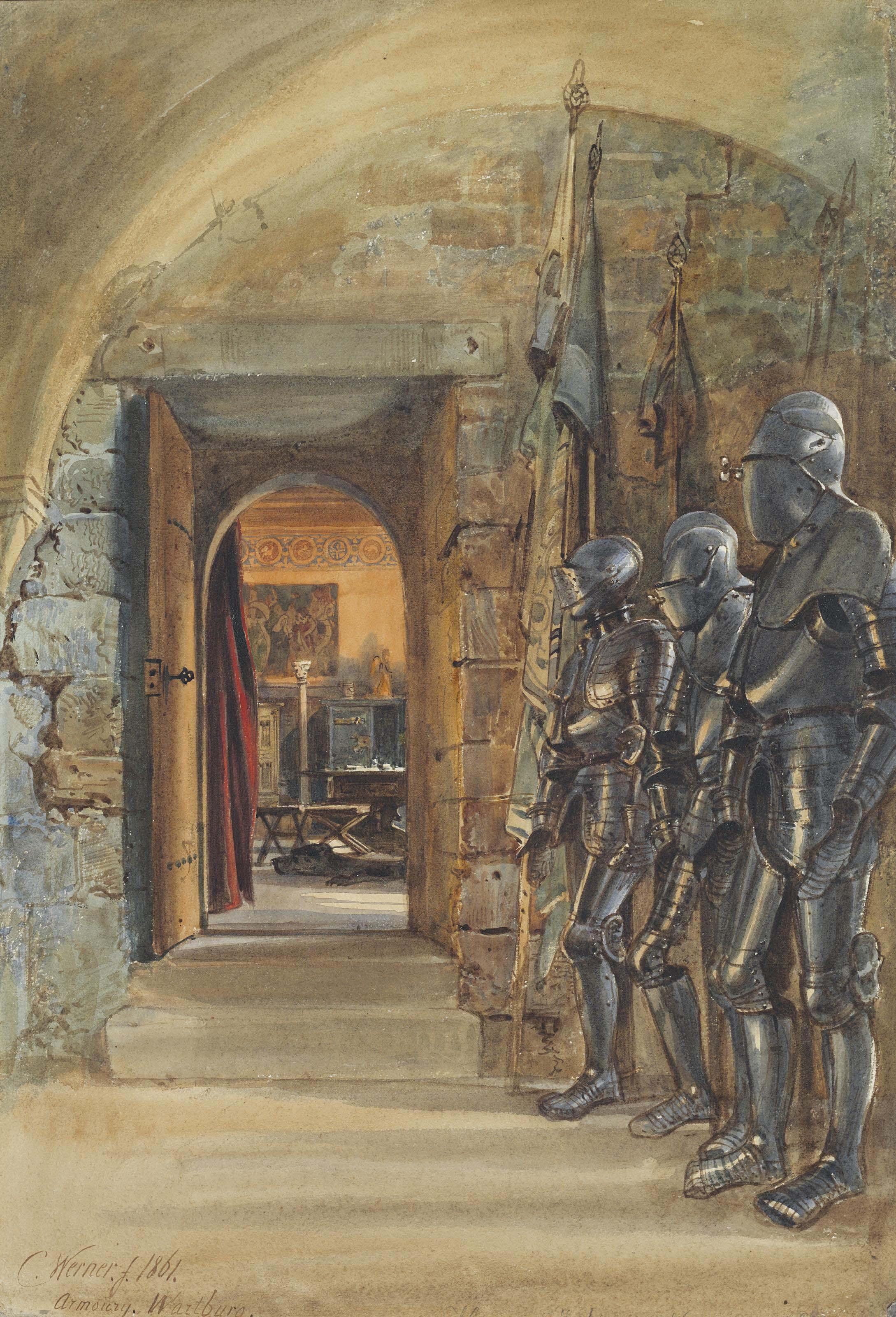 Carl Friedrich Heinrich Werner - The interior of the Armoury at the Wartburg