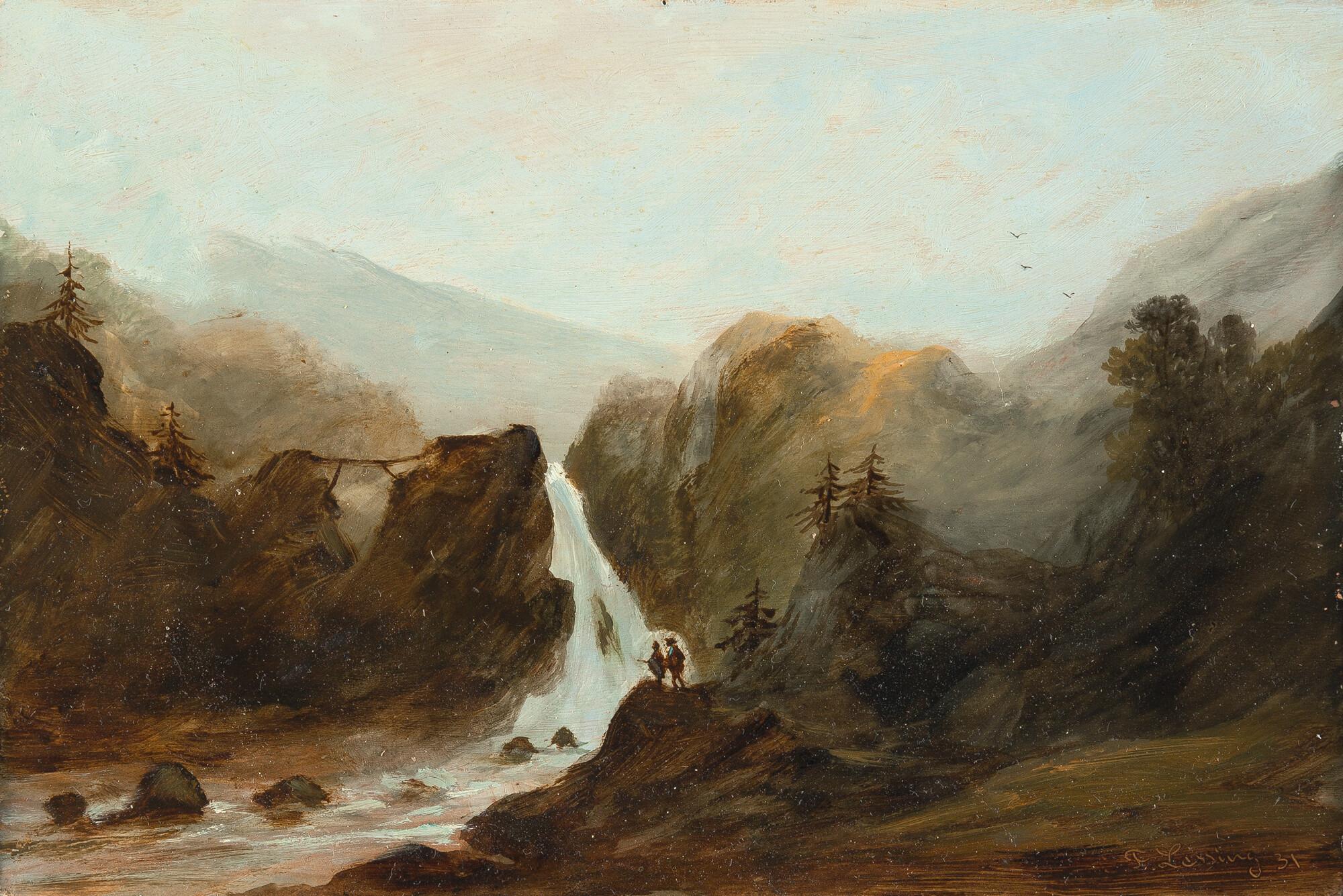 Carl Friedrich Lessing - Berglandschaft mit Wasserfall