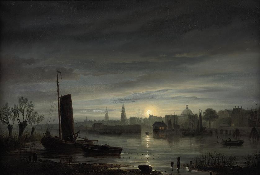 Carl Friedrich Sorensen - A view of Amsterdam at dusk