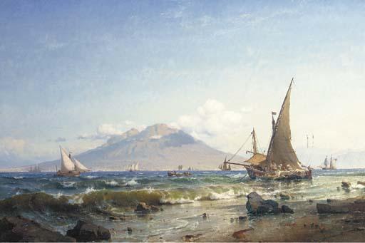 Carl Friedrich Sorensen - Boats in the bay of Naples