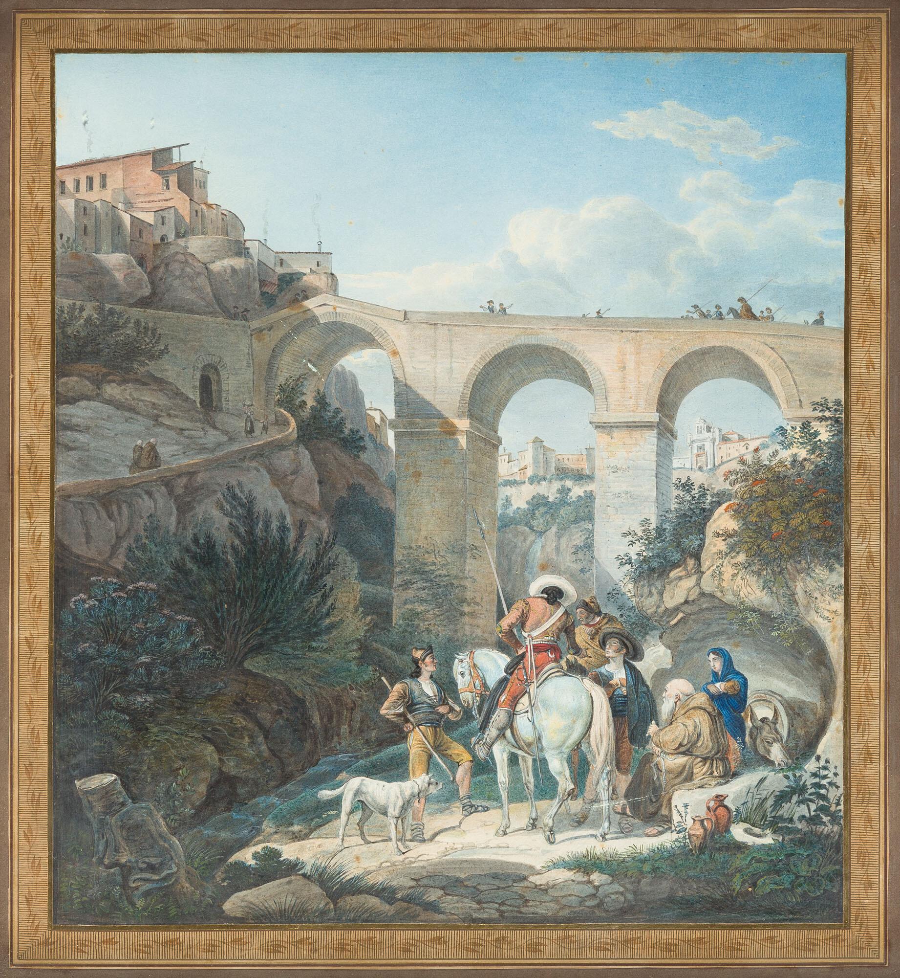 Carl Friedrich Werner - Ansicht von Cuenca in Spanien mit Staffage.