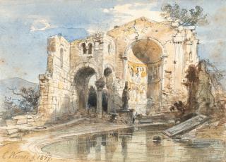 Carl Friedrich Werner - Blick in die Apsis einer romanischen Kirchenruine