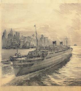 Carl G. Evers - M.S. Homeric leaving New York harbor