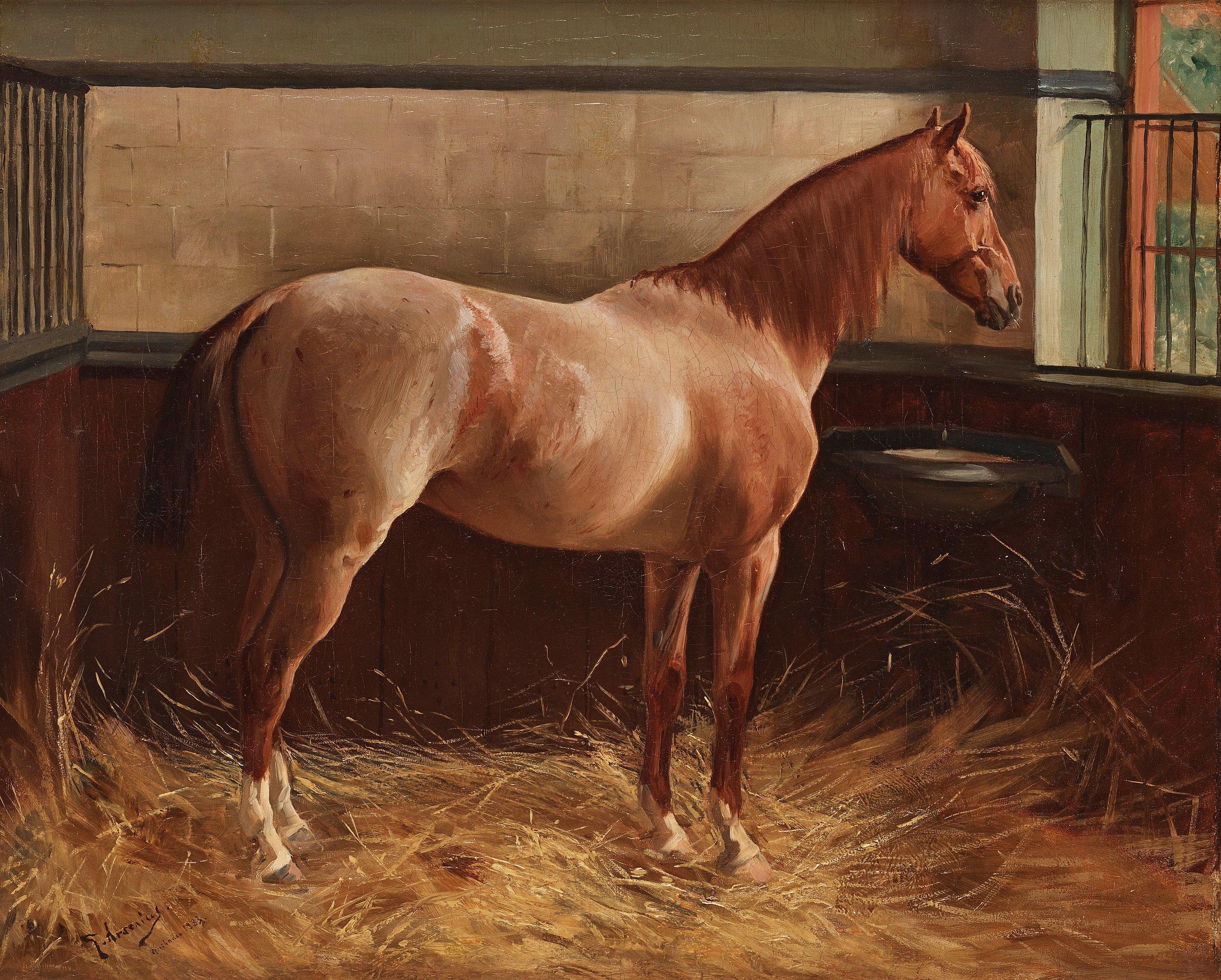 Carl Georg Arsenius - Horse looks out from the stable
