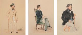 Carl Goebel - Homme debout avec sa canne; Homme assis lisant; et Homme assis fumant le cigare