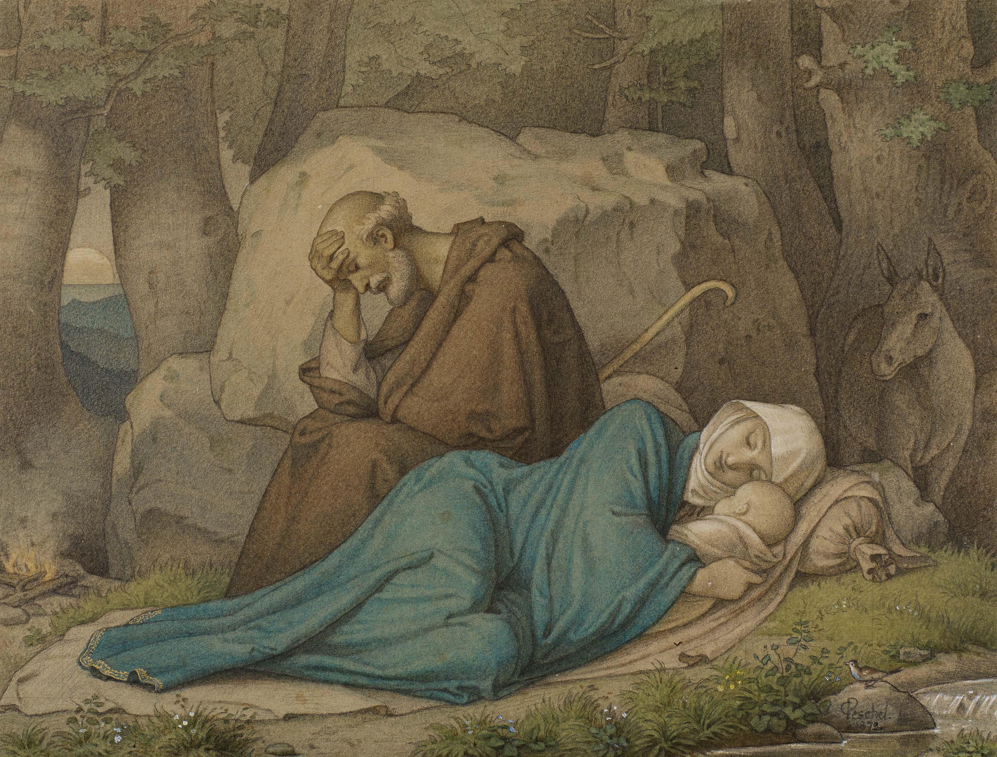 Carl Gottlieb Peschel - Ruhe auf der Flucht