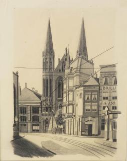 Carl Grossberg - View of the Singel with the Krijtberg church, Amsterdam