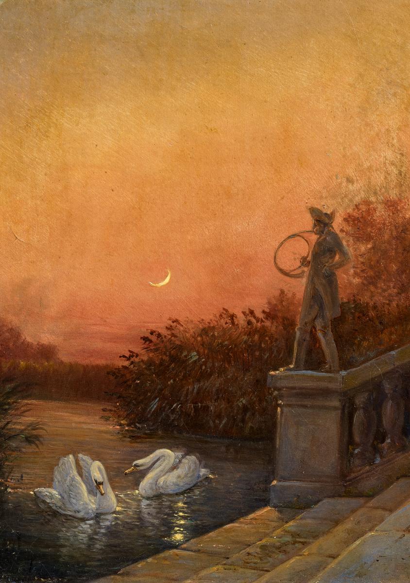Carl Gustav Carus - Abenddämmerung bei Schloß Moritzburg