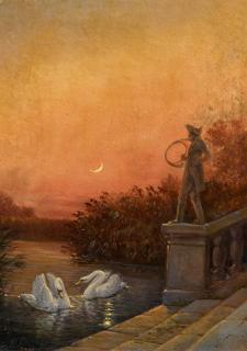 Carl Gustav Carus - Abenddämmerung bei Schloß Moritzburg